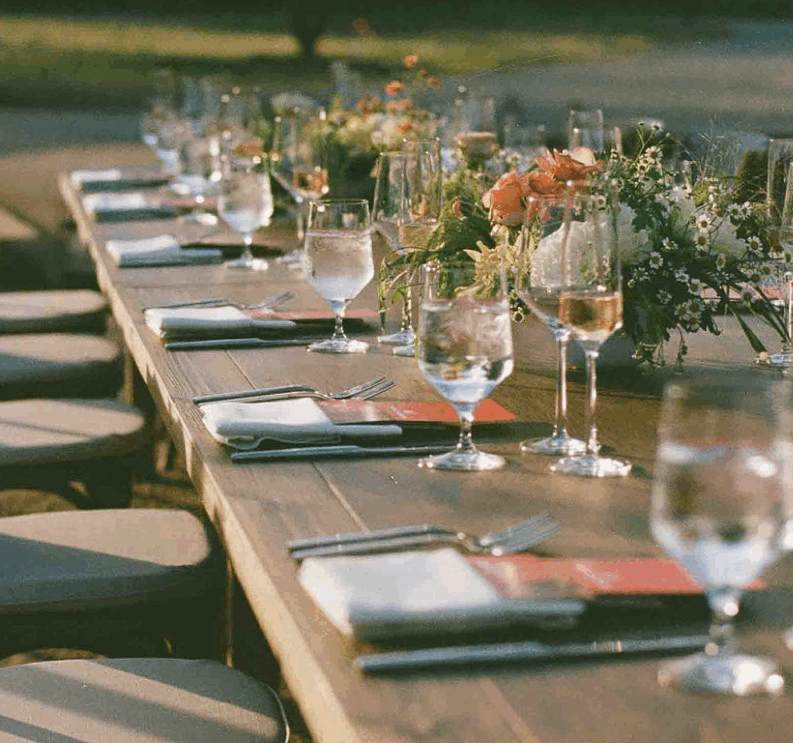 Table set up for dinner